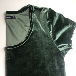 A&F Emerald Velvet Lettuce Hem Scoop Neck